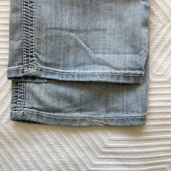 BKE Men's 30R Jake Straight Jeans Faded Light Blue Denim Stretch White Stitch - Picture 7 of 15